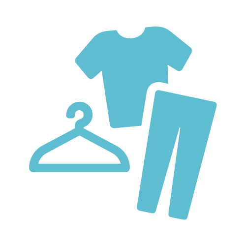 shirt, pants and hanger icon
