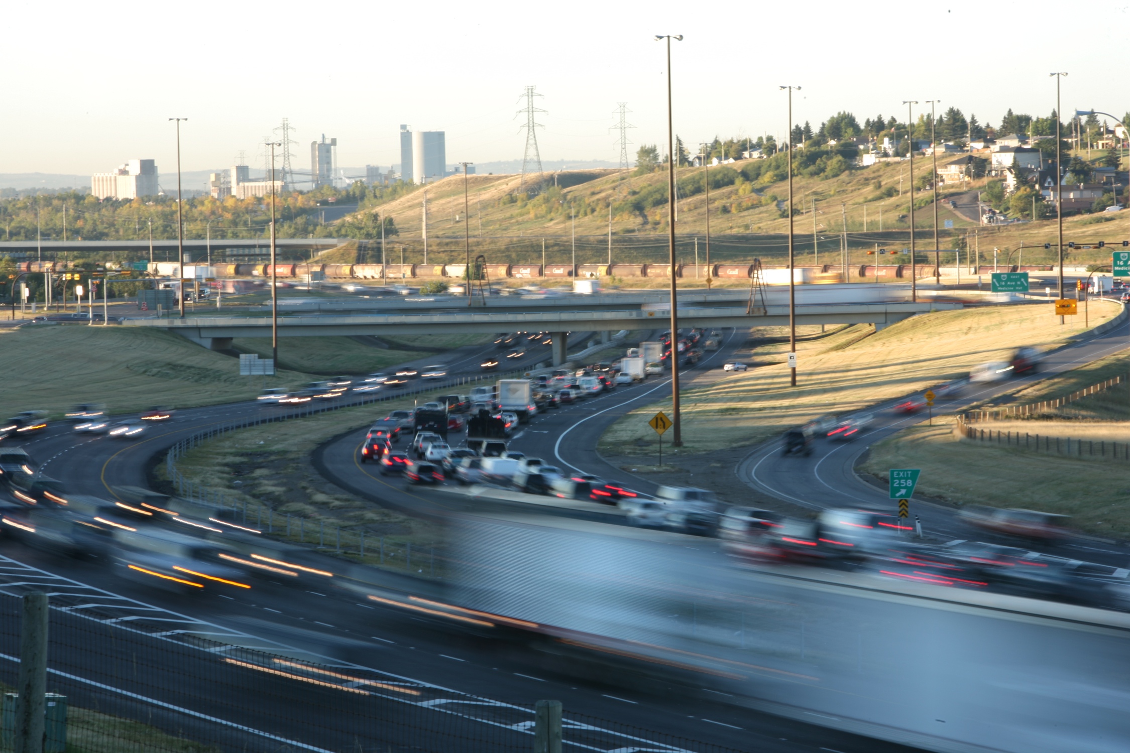 Deerfoot trail with heavy traffic in both directions